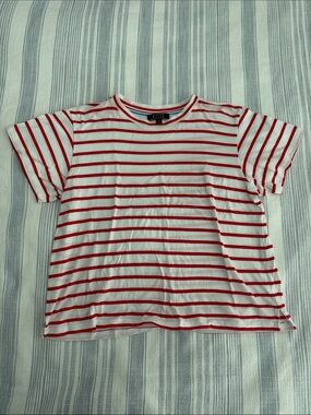 AYR Red & White Striped Short Sleeve Tee Med
